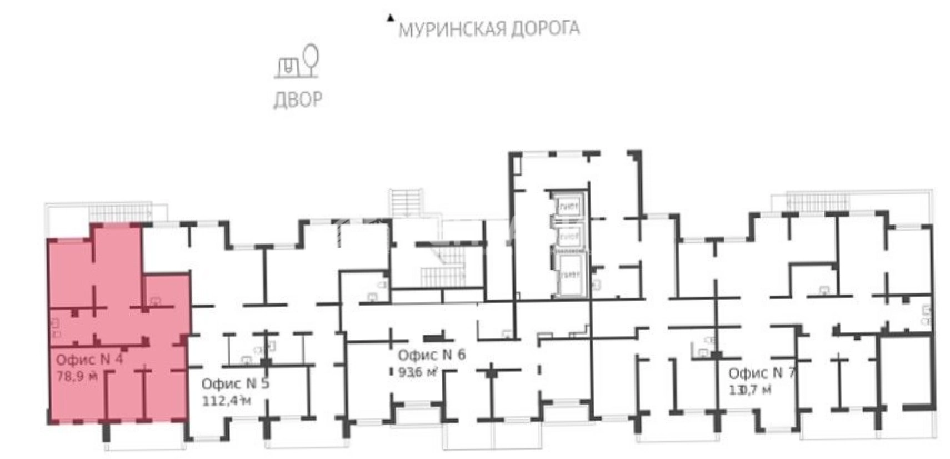 Помещение свободного назначения Цветной город, квартал 26 площадью 82 квадратных метров