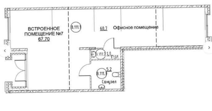 Помещение свободного назначения Кронунг Юг площадью 67 квадратных метров