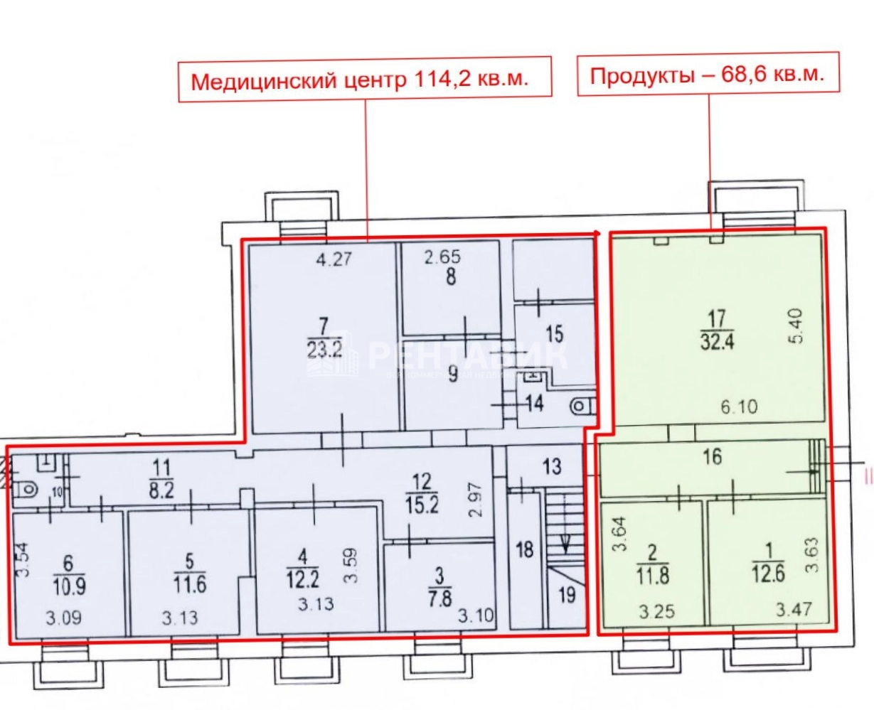 Помещение свободного назначения Звенигородское 7 площадью 192 квадратных метров