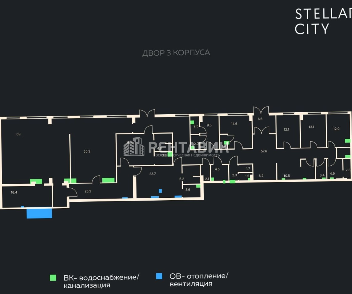Помещение свободного назначения Stellar City площадью 633 квадратных метров