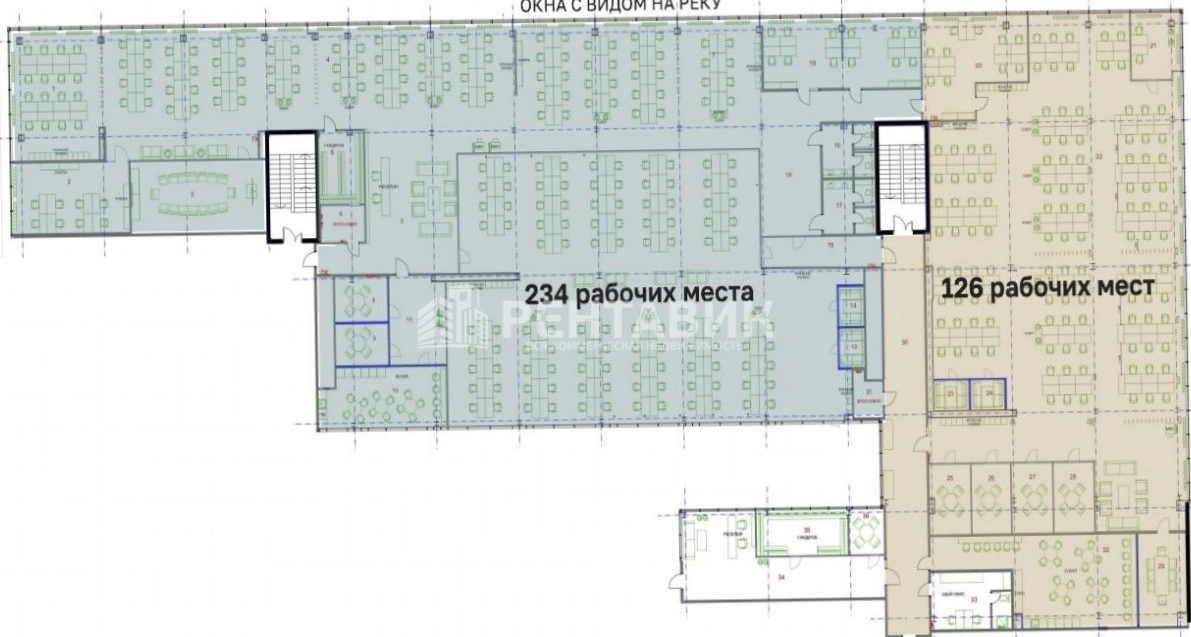 Офис Симонов Плаза площадью 1392 квадратных метров