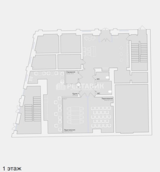 Офис Остоженка, 25с1 площадью 1844 квадратных метров