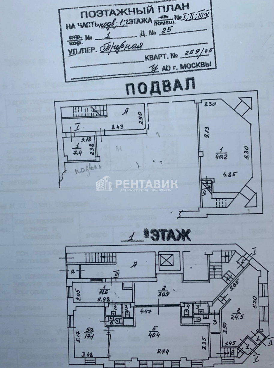 Здание целиком Трубная, 25к1 площадью 1400 квадратных метров