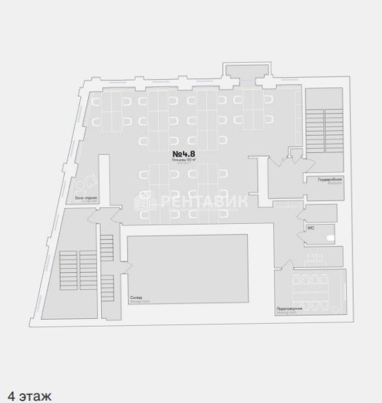 Офис Остоженка, 25с1 площадью 1844 квадратных метров