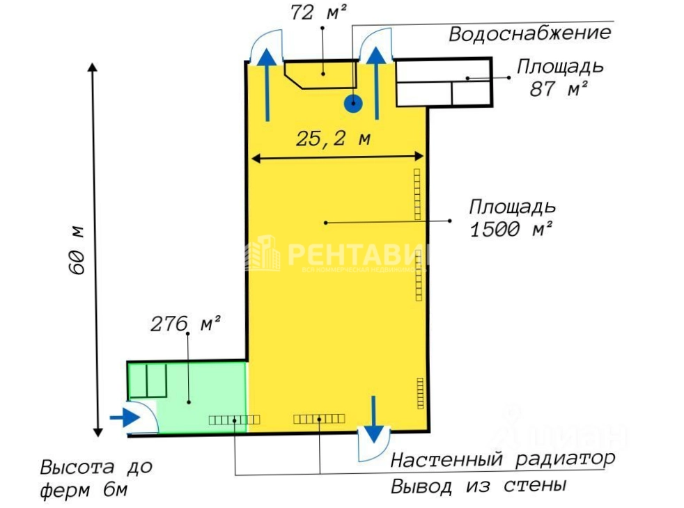 Производство Екатерининский 3Б площадью 1500 квадратных метров